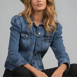 NWT Elan Puff Sleeve Denim Jacket Dark Wash